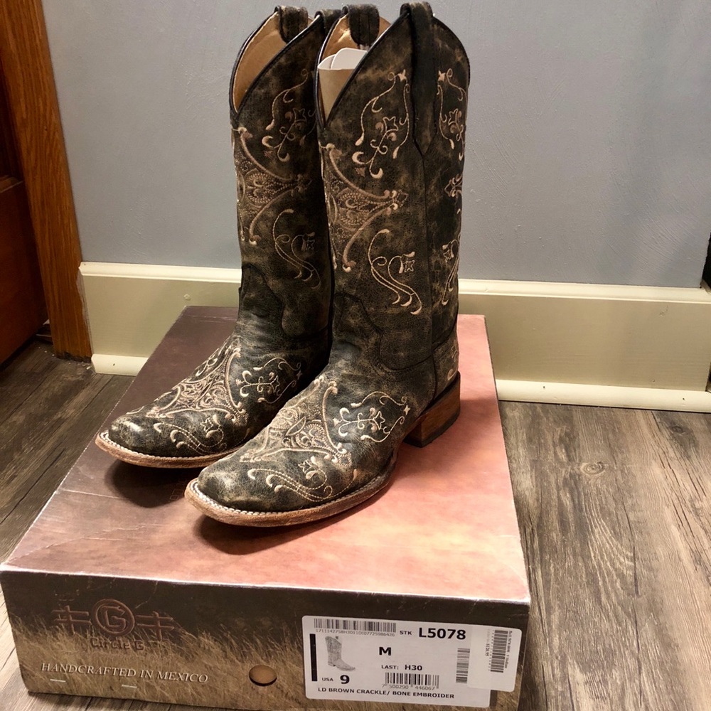 Circle G Brown Cackle Western Boots